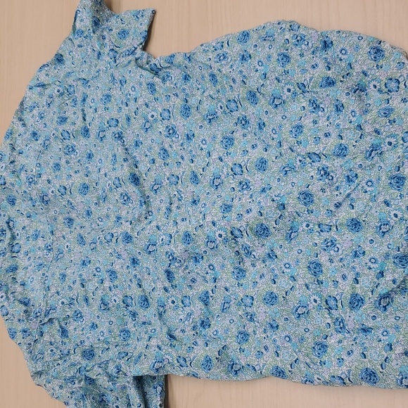 J. Crew Liberty Fabric Button Down Shirt 12 Size M Slim Fit Short Sleeve, Blue - Picture 4 of 4